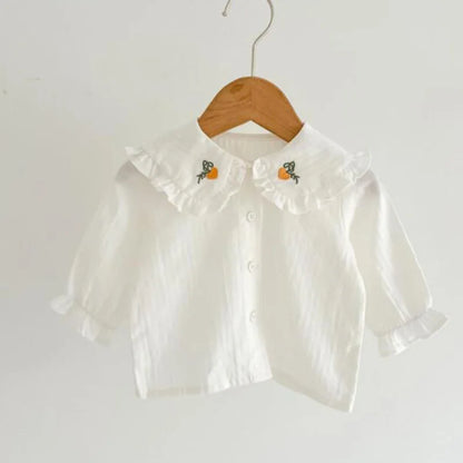 Traje de ropa para niños, conjunto de ropa para niñas pequeñas, camisa bordada de manga larga + mono vaquero, traje de ropa de otoño y primavera