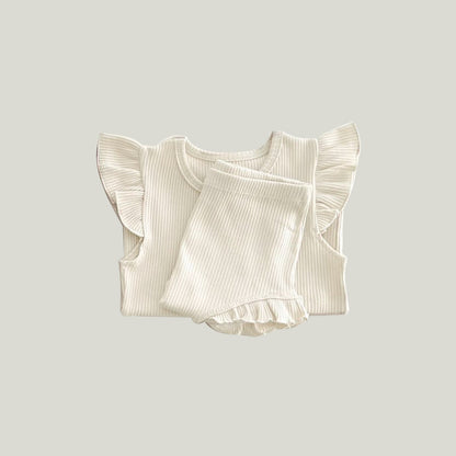 Baby Solid Color Crewneck Tops Sets-2