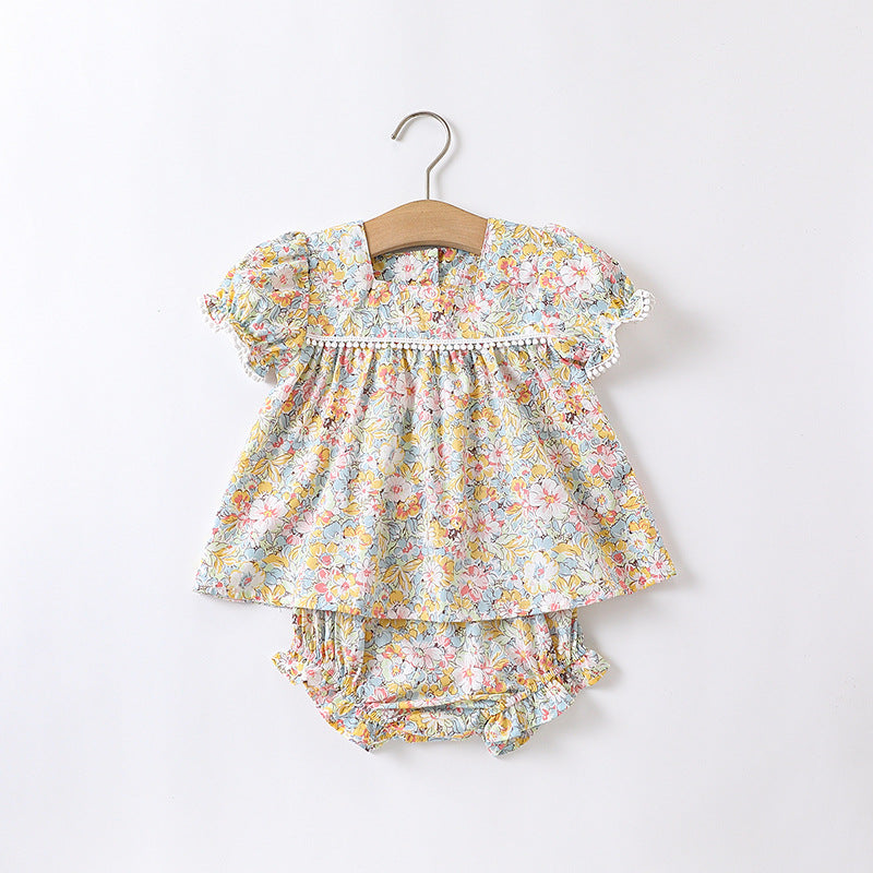 Baby Floral Pattern Fashion Princess Onesie&Sets-4