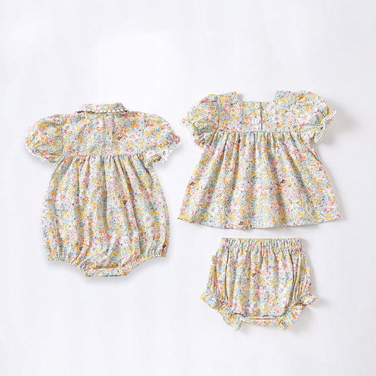 Baby Floral Pattern Fashion Princess Onesie&Sets-0